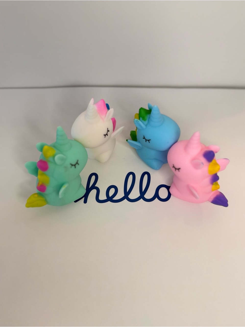 Set of Four Unicorn Squishies Toys - Mint, White, Blue, Pink. New! - Picture 3 of 7